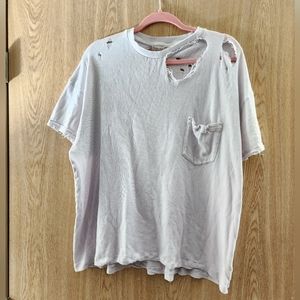 Free People Cream Oversized Cut Out Tee